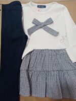 Conjunto menina_Legging + camisola laço azul/vermelho