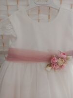 Vestido cerimónia_Branco com renda e apontamentos rosa - Image 3