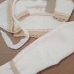 Conjunto Bebé 3 peças Branco c/ Bege